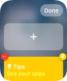 Press the pin widget icon on the required widget to pin it to the top of the stack.