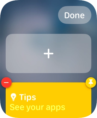 Press the pin widget icon on the required widget to pin it to the top of the stack.