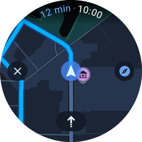 Press the route description icon to return to the directions.