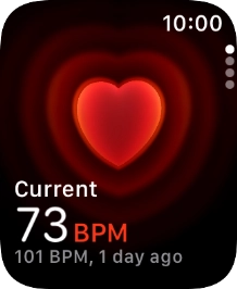 Your current heart rate is displayed below Current.