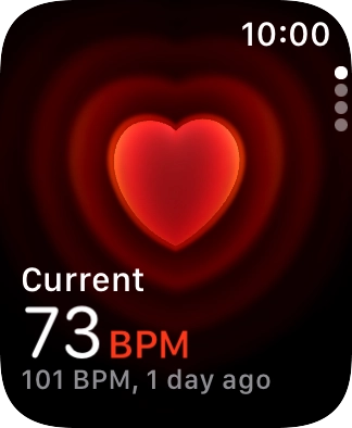 Your current heart rate is displayed below Current.