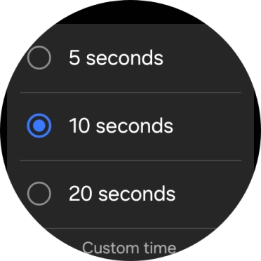 Press the required setting to choose how long the countdown should be before your smartwatch calls the emergency dispatch centre when a hard fall is detected. Press the required setting to choose how long the countdown should be before your smartwatch calls the emergency dispatch centre when a hard fall is detected.