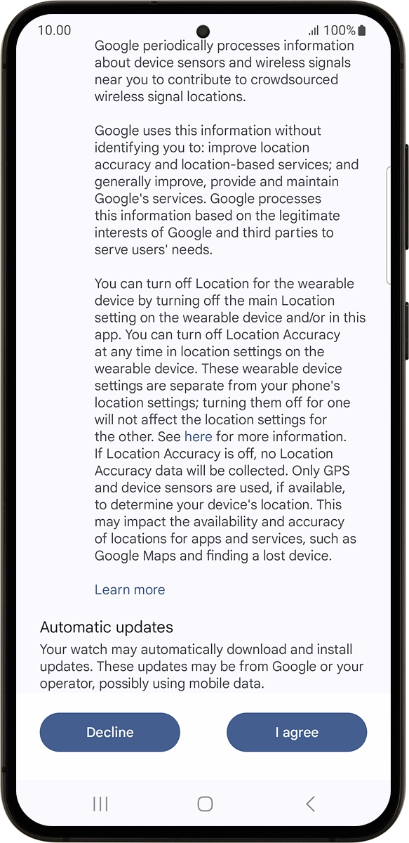 On your phone: Press I agree.