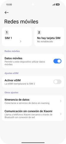 Pulsa el nombre de la tarjeta SIM.