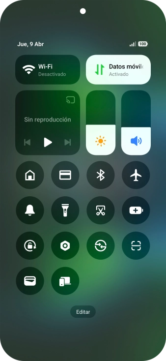 Pulsa el icono de datos móviles para activar o desactivar la función.