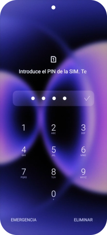 Si es necesario desbloquear la tarjeta SIM, introduce el código PIN y pulsa el icono de aceptar. Si es necesario desbloquear la tarjeta SIM, introduce el código PIN y pulsa el icono de aceptar.