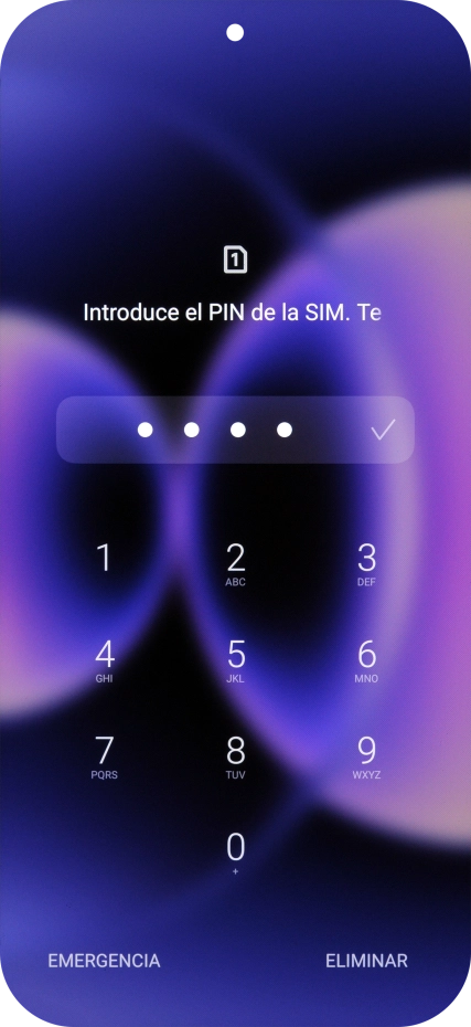 Si es necesario desbloquear la tarjeta SIM, introduce el código PIN y pulsa el icono de aceptar. Si es necesario desbloquear la tarjeta SIM, introduce el código PIN y pulsa el icono de aceptar.