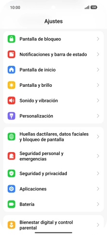 Pulsa Huellas dactilares, datos faciales y bloqueo de pantalla.