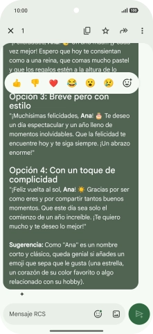 Pulsa la propuesta de texto de Gemini durante unos instantes. Sigue las indicaciones de la pantalla para utilizar el texto propuesto. Pulsa la propuesta de texto de Gemini durante unos instantes. Sigue las indicaciones de la pantalla para utilizar el texto propuesto.