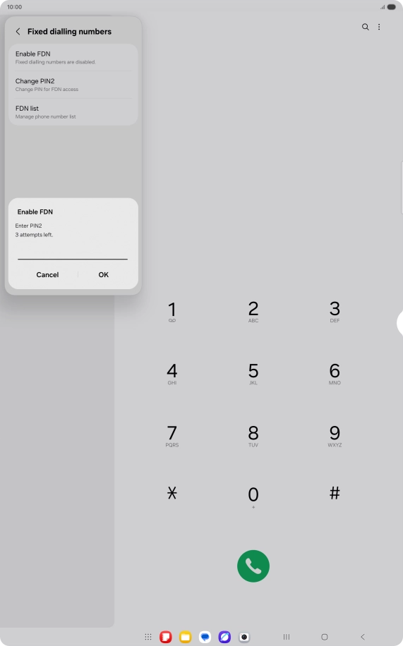 Key in your PIN2 and press OK. The default PIN2 is 1111.