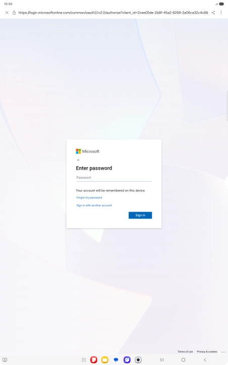 Press Password and key in the password for your email account.