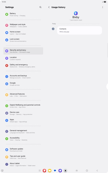 The app activity for the selected app is displayed.