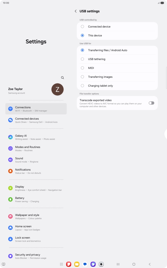 Press Transferring files / Android Auto.