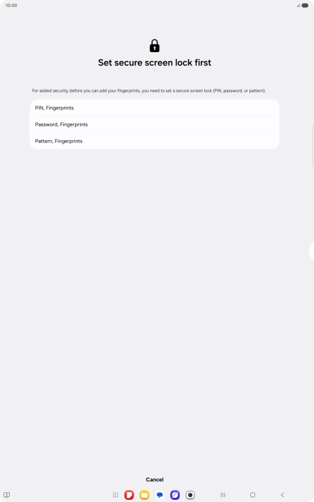 Press the required lock code and follow the instructions on the screen to create an additional lock code.