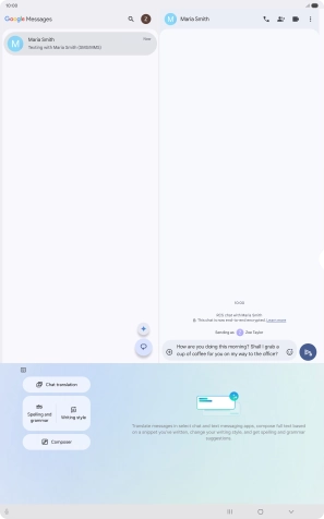 To change the writing style of your text, press Writing style and follow the instructions on the screen to use the function.
