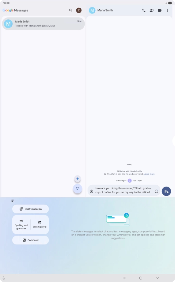 To change the writing style of your text, press Writing style and follow the instructions on the screen to use the function.