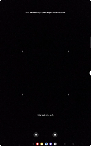 Place the QR code you've received inside the tablet camera frame to scan the code. Your eSIM is transferred to your new tablet over the internet.