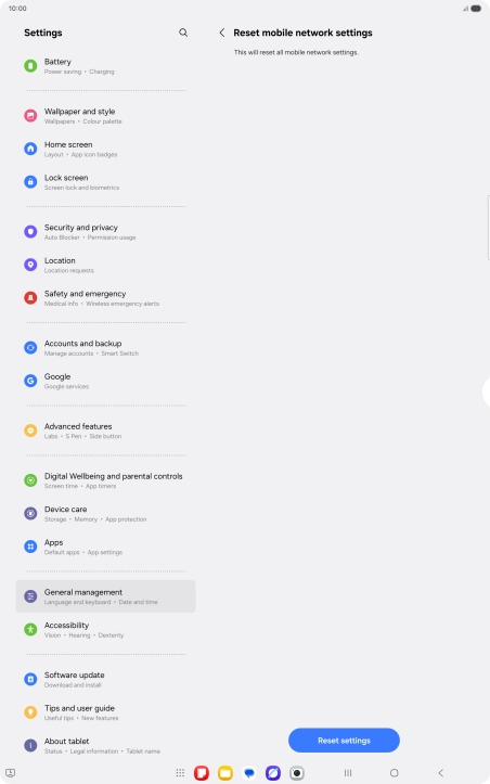 Press Reset settings.