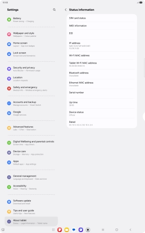 Your tablet's EID number is displayed below EID.