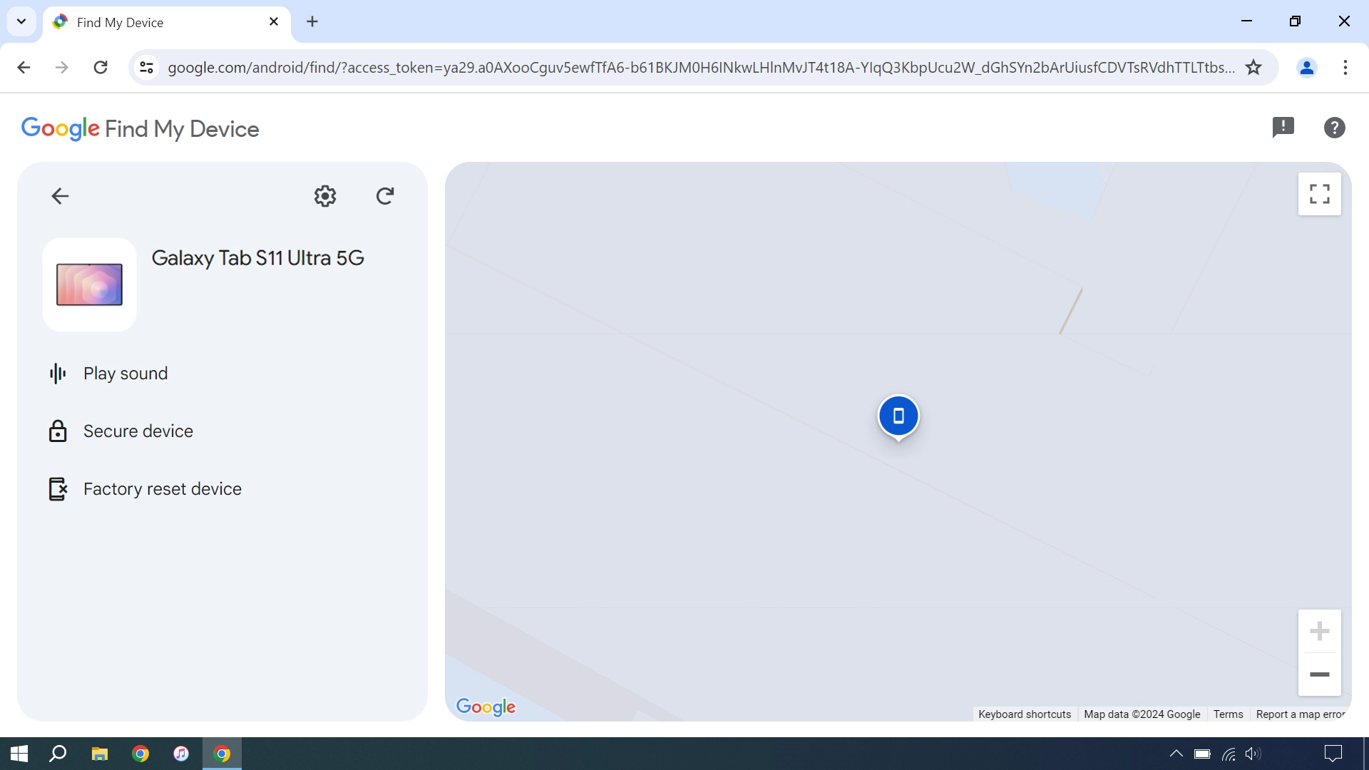 Your tablet's latest position is displayed on the map.