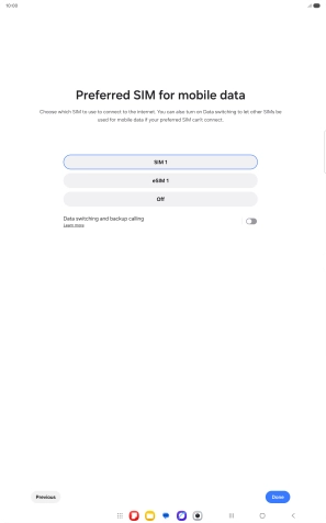 Press the required setting.