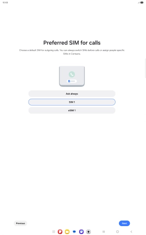Press the required setting.
