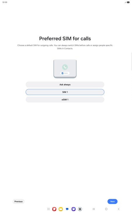 Press the required setting.