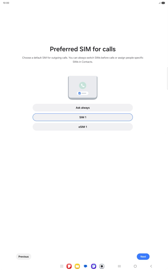 Press the required setting.