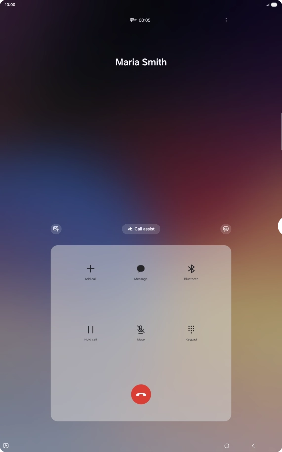 Press the end call icon.