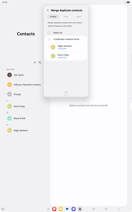 Press the field next to the required number.