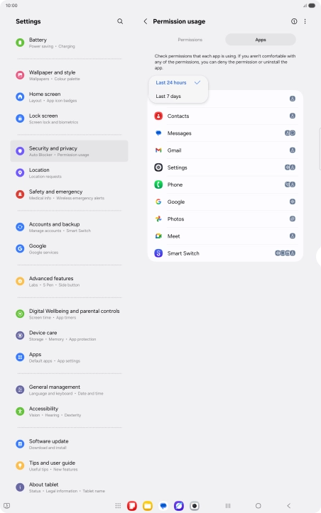 Press the required setting.