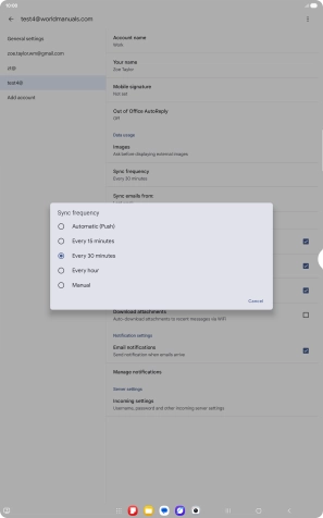Press the required setting.
