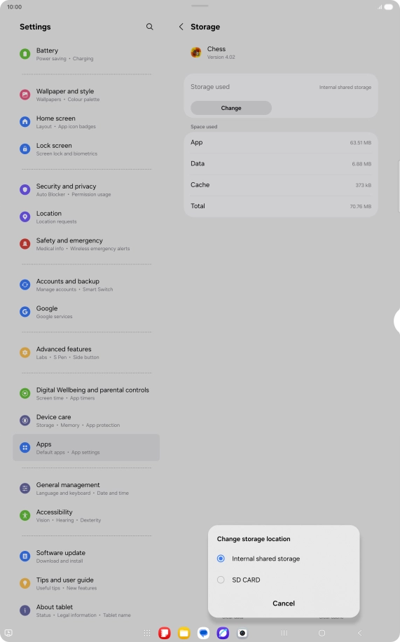 Press the name of the memory card.