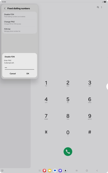Key in your PIN2 and press OK. The default PIN2 is 1111.