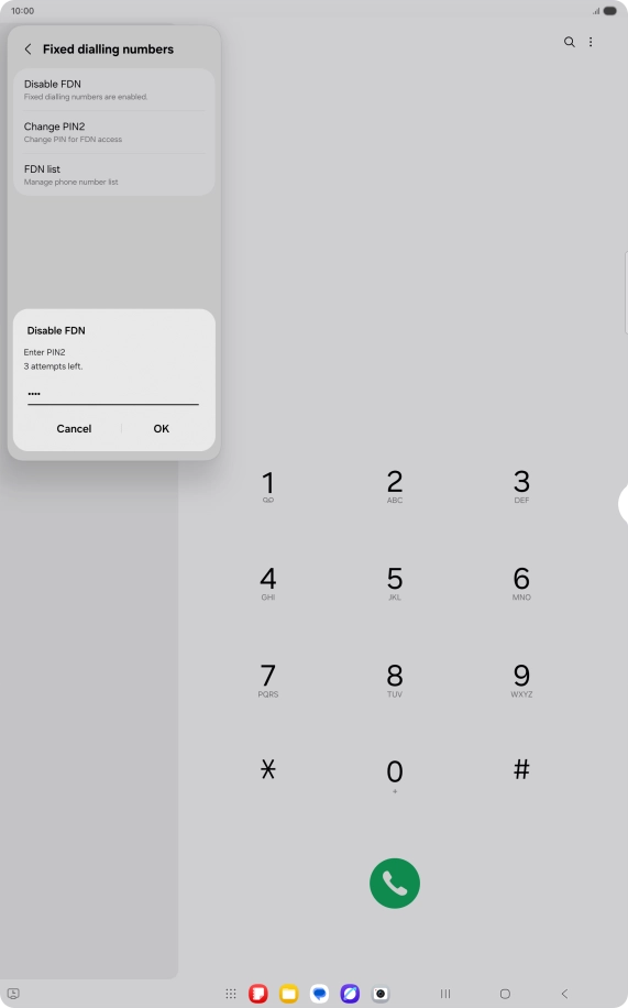 Key in your PIN2 and press OK. The default PIN2 is 1111.
