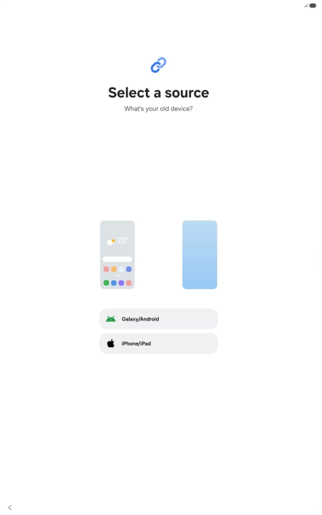 Press the required setting and follow the instructions on the screen to transfer the content from another device.