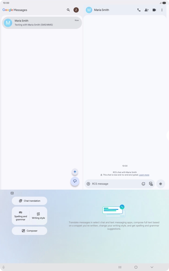 To generate a text, press Composer and follow the instructions on the screen to use the function.