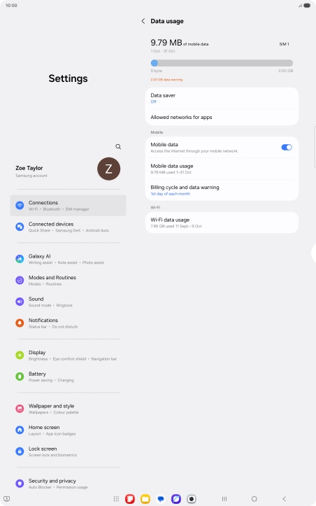 The total data usage is displayed.