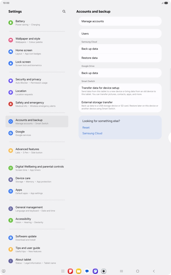 Press Manage accounts.