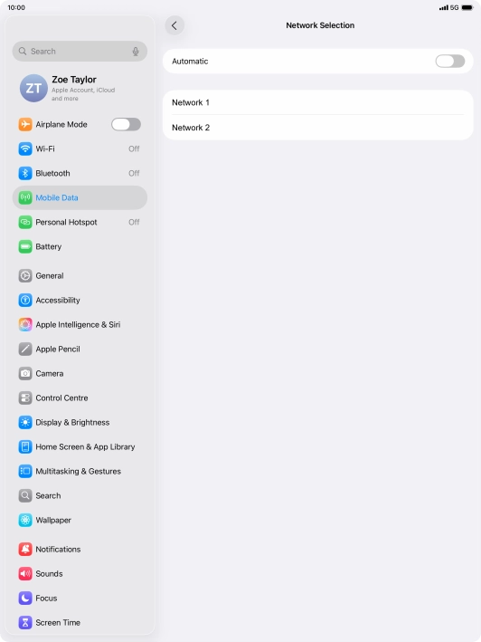 If you turn off the function, press the required network.