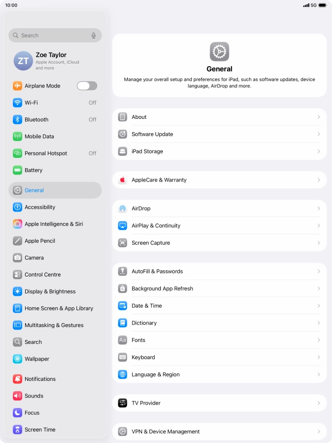Press Software Update. If a new software version is available, it's displayed. Follow the instructions on the screen to update the tablet software.