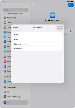 Press Password and key in the password for your email account.
