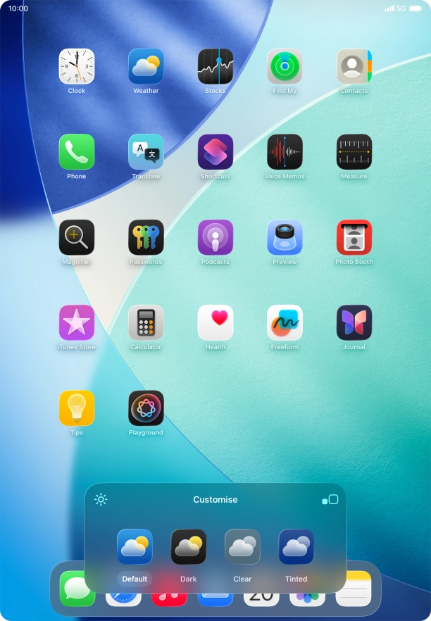 Press the required setting to select the size of app icons on the home screen.