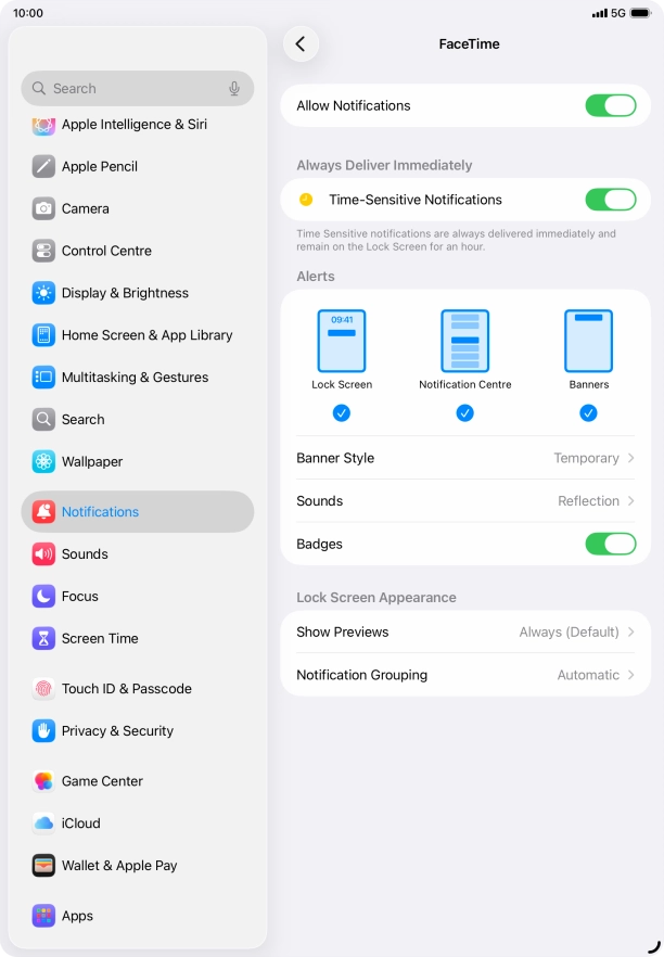 Press the indicator next to 