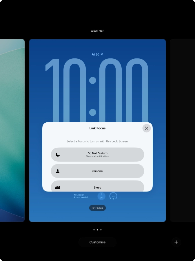 Press the required focus mode.