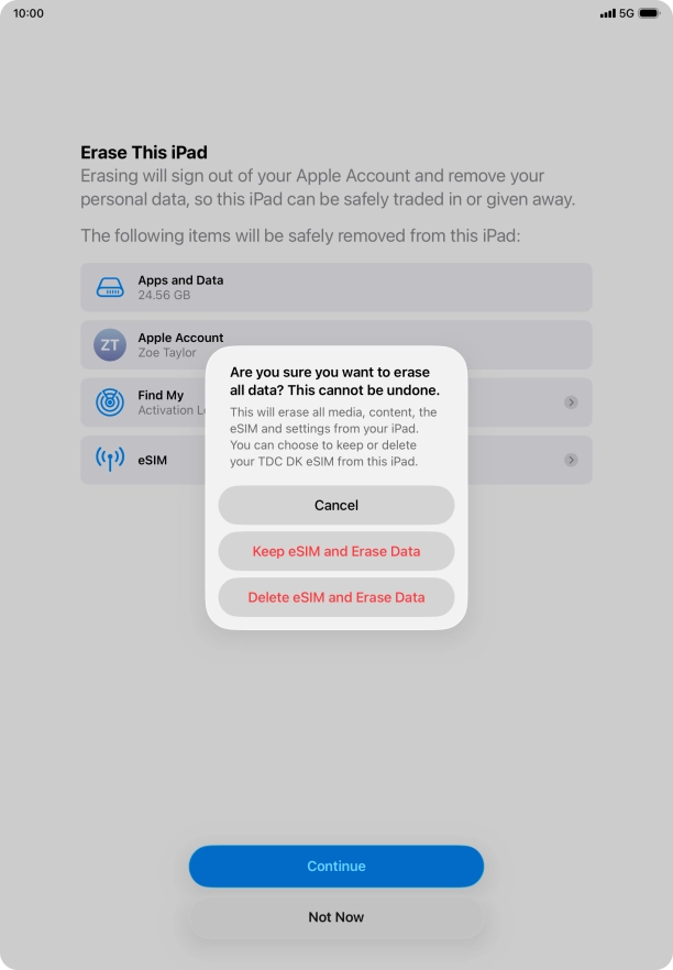 Press the required setting.