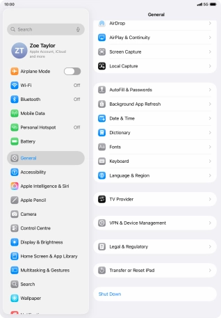 Press Transfer or Reset iPad.