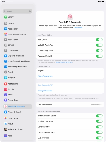 Press the indicators next to the required settings to turn them on or off.
