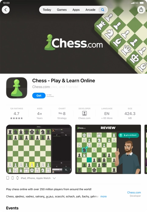 Press Get and follow the instructions on the screen to install the app.