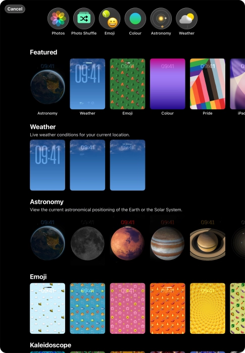Press the required category and follow the instructions on the screen to select the required background image.
